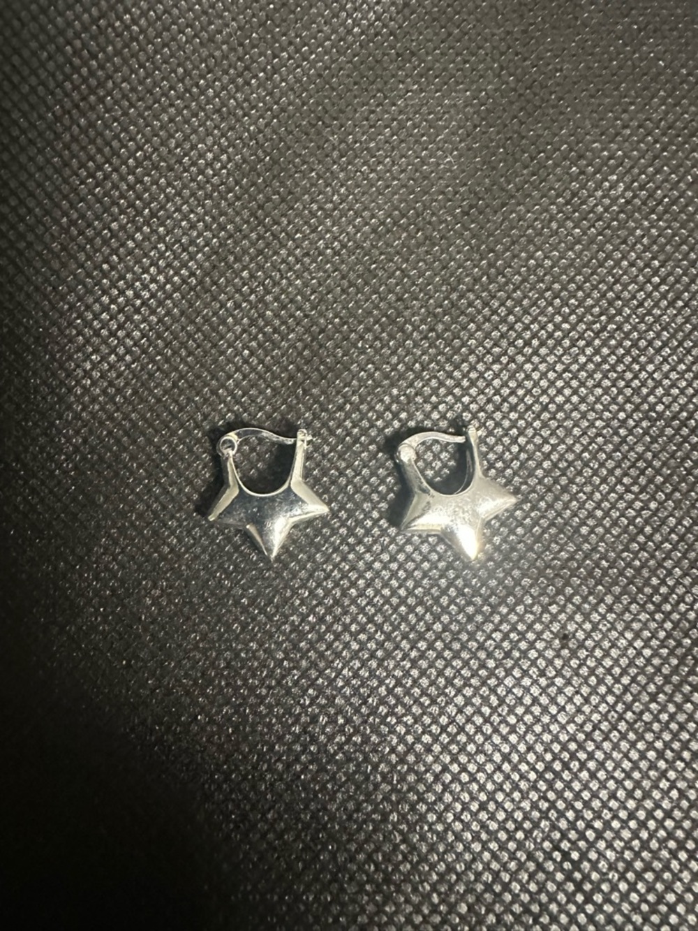 Sterling Star Shaped Hoop Earrings - Silver Tone